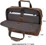 Large Leather Business Briefcase for Men 18" Napa Leather Laptop Case Messenger Bag Fits 17.3" Laptop (Black) - Image 4
